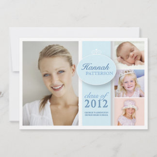 Invitation Jolie photo de la fille 4 dans l'invitation bleue