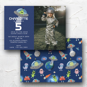 Invitation Jolie Photo de Naissance Alien Monstre Moderne Esp