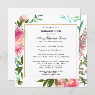 Invitation Jolie pivoine rose Fête de la vie
