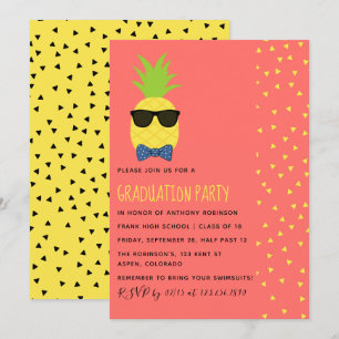 Invitation Jolie plage exotique tropicale Homme Graduation Pa