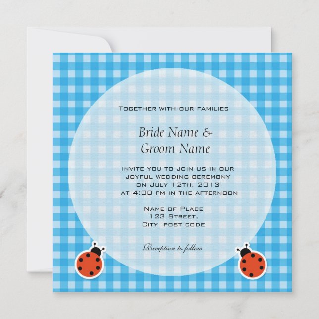 Invitation Jolie plaids de style campagnard et mariage de bug (Devant)