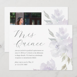 Invitation Jolie Plum Floral 15e anniversaire Quinceañera Pho