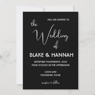 Invitation Jolie police manuscrite minimaliste de mariage