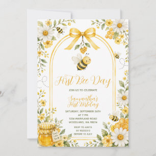 Invitation Jolie première journée d'abeille anniversaire Dais