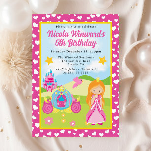 Invitation Jolie princesse aux cheveux roux Anniversaire des