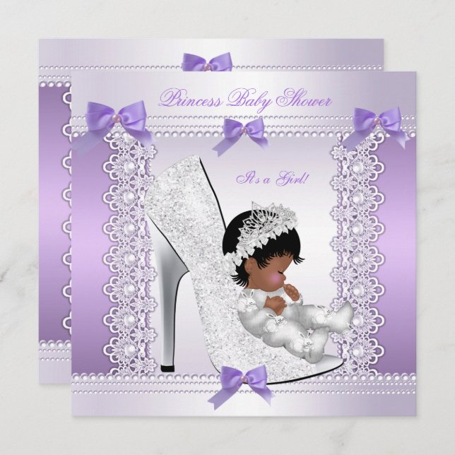 Invitation Jolie princesse Baby shower mignonne fille en chau (Devant / Derrière)
