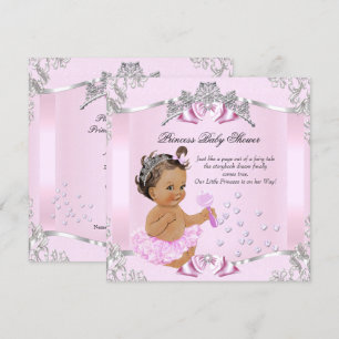 Invitation Jolie Princesse Baby Shower Rose Tutu Brunette