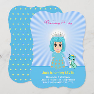 Invitation Jolie princesse céleste avec Kitty Cat 7ème annive