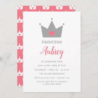 Invitation Jolie princesse de la Couronne fête d'anniversaire