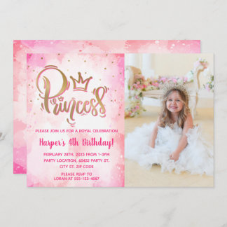 Invitation Jolie princesse photo d'anniversaire