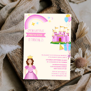 Invitation jolie princesse vibrante coloré unique quinceañera