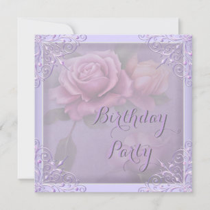Invitation Jolie Purple Lilac Rose fête d'anniversaire