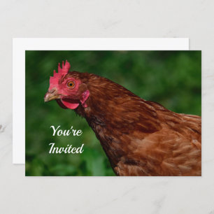 Invitation Jolie Red Chicken Visage Photo Anniversaire