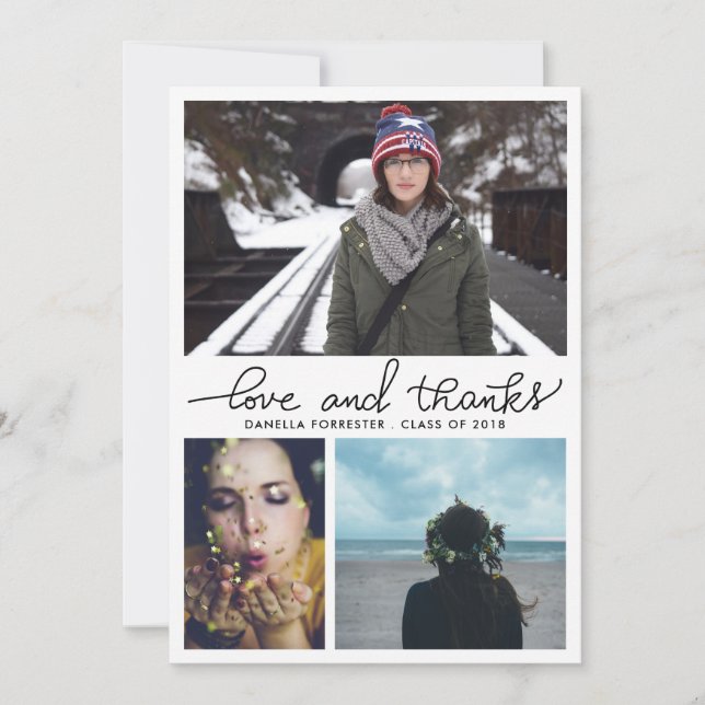 Invitation Jolie remise de diplôme amour et remerciements scr (Devant)