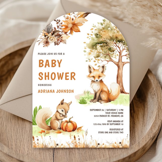 Invitation Jolie Renarde des Bois Automne Bébé Shower (Créateur téléchargé)