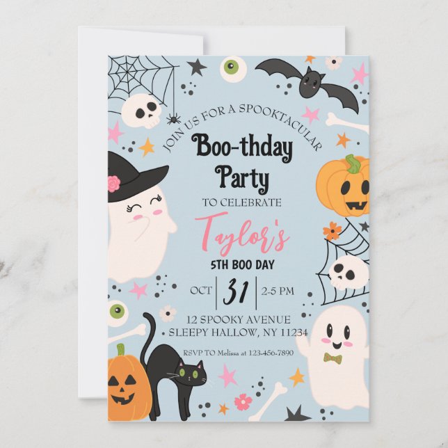 Invitation Jolie Retro Anniversaire Fête d'Halloween (Devant)