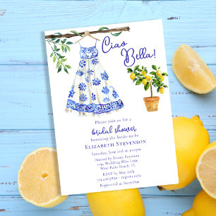 Invitation Jolie robe bleue italienne Ciao Bella Baby Shower 
