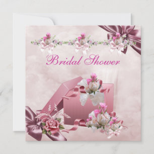 Invitation Jolie robe de mariée blanche rose cadeau floral ro