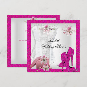 Invitation Jolie robe de mariée blanche rose corset talons ha