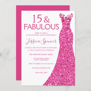 Invitation Jolie robe de Parties scintillant rose Quinceanera