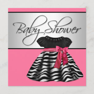 Invitation Jolie robe rose Baby shower Zebra