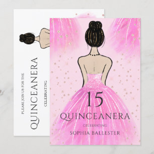 Invitation Jolie robe rose rose princesse Quinceanera Party
