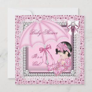 Invitation Jolie Rose Blanc Mignon Fille Baby Shower