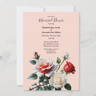 Invitation Jolie rose blanc rose roses rouge Dîner de répétit
