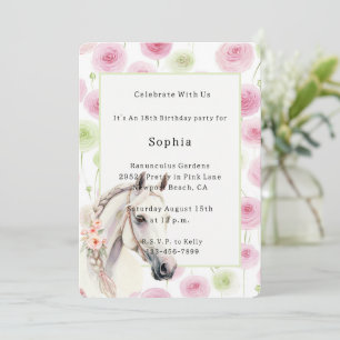Invitation Jolie rose Menthe Ranunculus Cheval Blanc Annivers