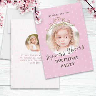 Invitation Jolie Rose Princesse Tiara Anniversaire Whimsical