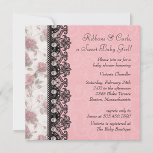 Invitation Jolie Rose Rose Baby Girl Douche