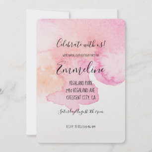 Invitation Jolie rose rose Peach Aquarelle Anniversaire