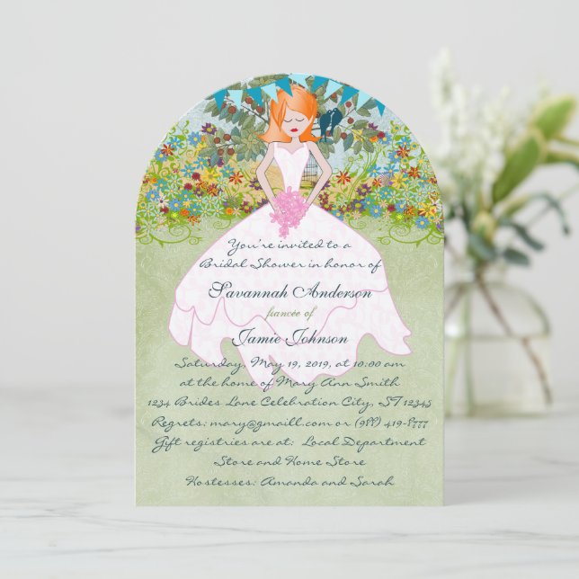 Invitation Jolie Rousse Auburn Mariée Shower Bohème  (Debout devant)