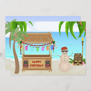 Invitation Jolie Sable Snowman Plage d'hiver Anniversaire