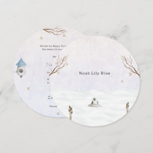 Invitation Jolie scène hivernale avec petit oiseau dans la ne