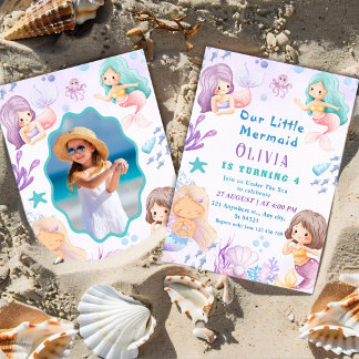 Invitation Jolie sirène | Les filles sous l'océan 4e annivers