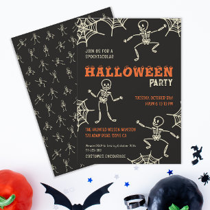 Invitation Jolie Skeleton Black Halloween Party