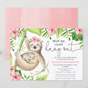 Invitation Jolie Sloth baby shower virtuel fille tropicale ro