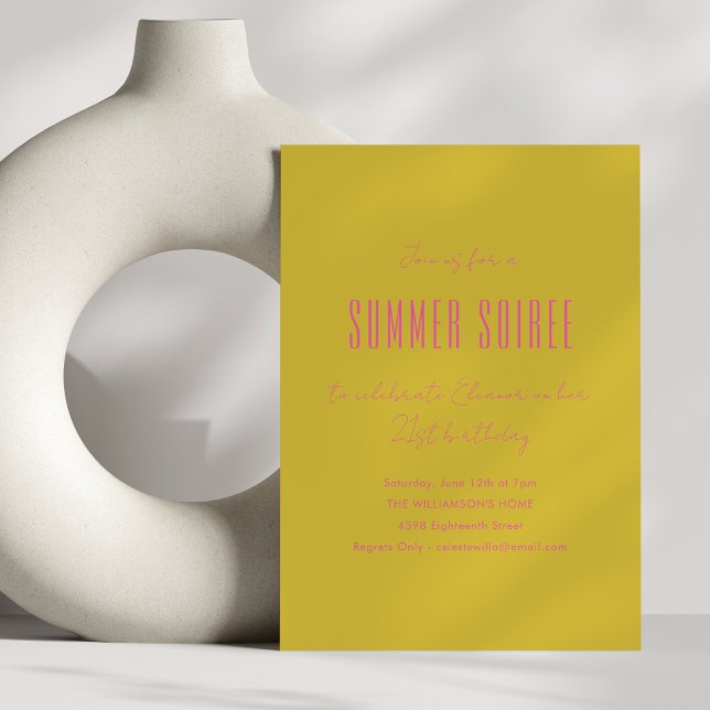 Invitation Jolie Soirée d'été Moderne Anniversaire Jaune (Créateur téléchargé)