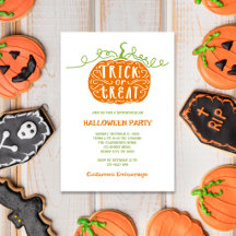 Jolie soirée Halloween Trick or Treat Orange et Ve