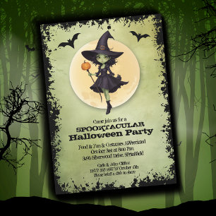 Invitation Jolie sorcière fête d'Halloween