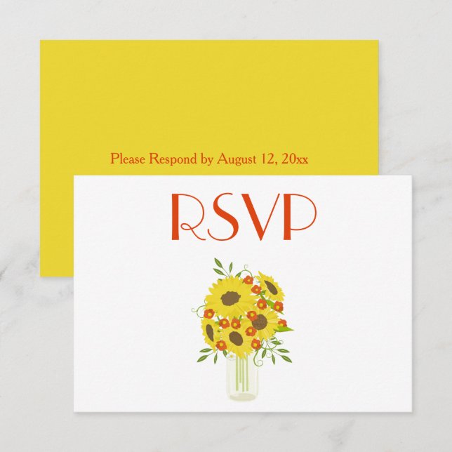 Invitation Jolie Tournesol RSVP (Devant / Derrière)