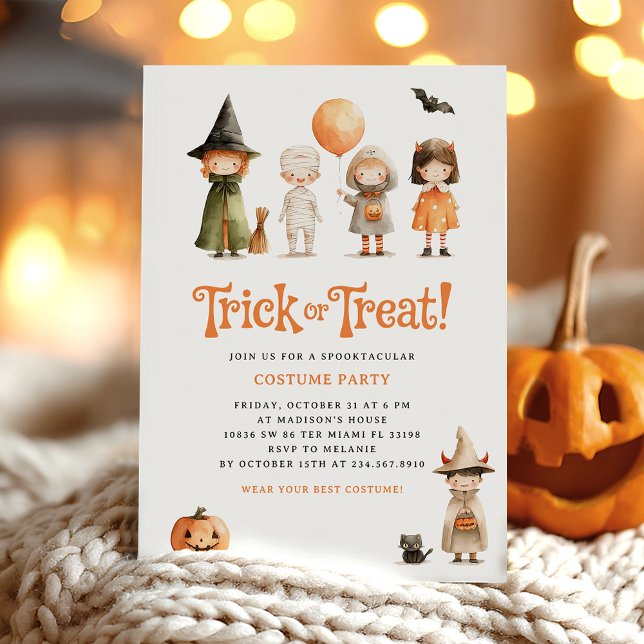 Invitation Jolie Trick Halloween Fête des enfants (Créateur téléchargé)