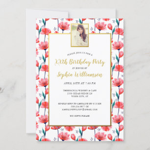 Invitation Jolie Tulipe Florale, Votre Photo, Anniversaire