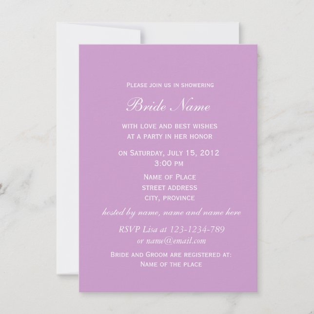 Invitation Jolie tulipe violette fleur douche de mariage (Devant)