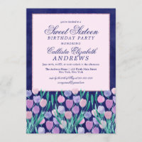 Jolie Tulipes Rose Bleu Aquarelle Florale Douce 16