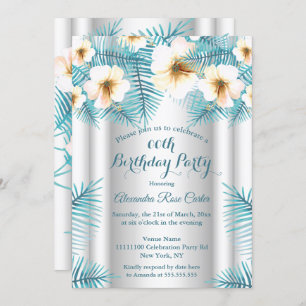 Invitation Jolie Turquoise Blue Tropical Fête d'Anniversaire