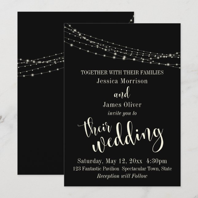 Invitation Jolie typographie 30 Crème/Noir 4 Mariage (Devant / Derrière)