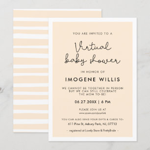 Invitation Jolie typographie blanche Baby shower virtuel