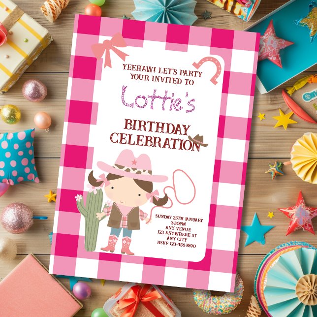 Invitation Jolie Vachère Rose Anniversaire Enfant (Créateur téléchargé)
